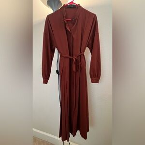 Elegant Rust Long-Sleeve Dress
